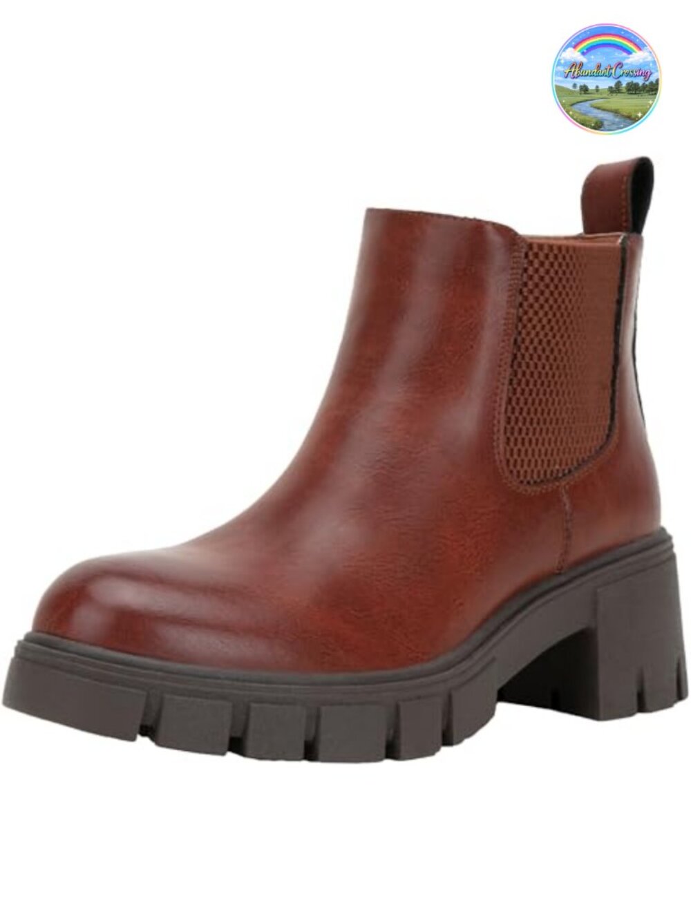 Women's Chunky Platform Chelsea Ankle Boots Slip On Faux Leather Block Heel